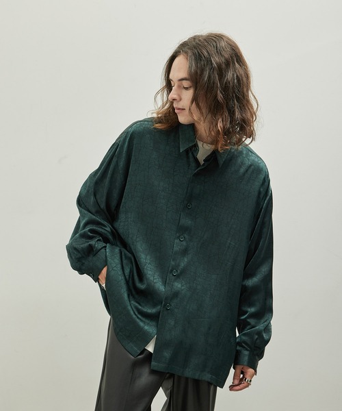 JUNRED（ジュンレッド）の「ドビーシャツバルーンスリーブドレープドビーシャツ（シャツ/ブラウス・メンズ・ホワイト/グリーン/チャコールグレー・L/M/S）」の4枚目の写真