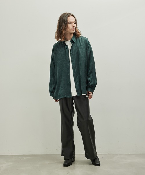 JUNRED（ジュンレッド）の「ドビーシャツバルーンスリーブドレープドビーシャツ（シャツ/ブラウス・メンズ・ホワイト/グリーン/チャコールグレー・L/M/S）」の10枚目の写真