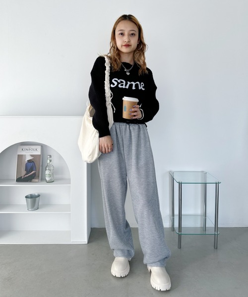CLEA(クレア)の「刺繍ロゴショート丈ニットトップス(ニット/セーター・レディース・グレー/ベージュ/アイボリー/ブラック・FREE)」の16枚目の写真