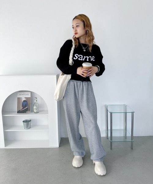 CLEA(クレア)の「刺繍ロゴショート丈ニットトップス(ニット/セーター・レディース・グレー/ベージュ/アイボリー/ブラック・FREE)」の17枚目の写真