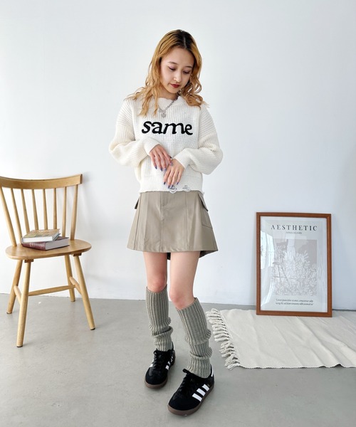 CLEA(クレア)の「刺繍ロゴショート丈ニットトップス(ニット/セーター・レディース・グレー/ベージュ/アイボリー/ブラック・FREE)」の10枚目の写真