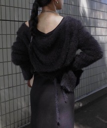 Ameri（アメリ）の「FEATHER CARDIGAN KNIT SET DRESS（ワンピース 