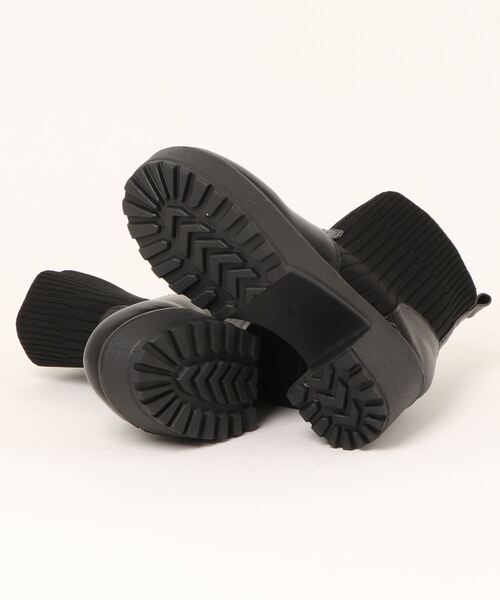 Zipper（ジッパー）の「【Zipper】　厚底ニットショートブーツ（ブーツ・レディース・ブラック・L/LL/M/S）」の3枚目の写真