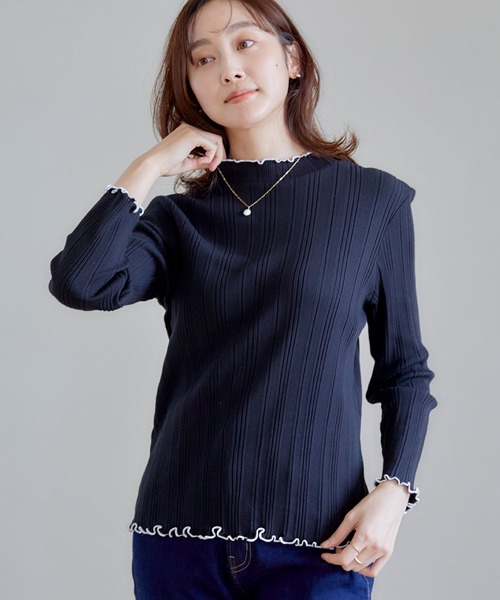 CROSS FUNCTION（クロスファンクション）の「肌にやさしくあたたかい HOT MOREメローハイネックT【CF/クロスファンクション】（Tシャツ/カットソー・レディース・ライトベージュ/ブラック/モカ・LL/L/M）」の10枚目の写真