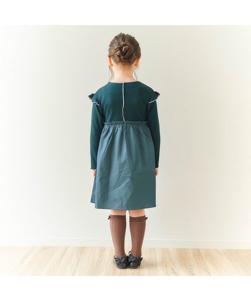 apres les cours（アプレレクール）の「WEB限定 メローフリルドッキングワンピース（ワンピース・キッズ・ドット/その他2/ダークグリーン/レッド・100/130/140/110/120/80/90）」の6枚目の写真