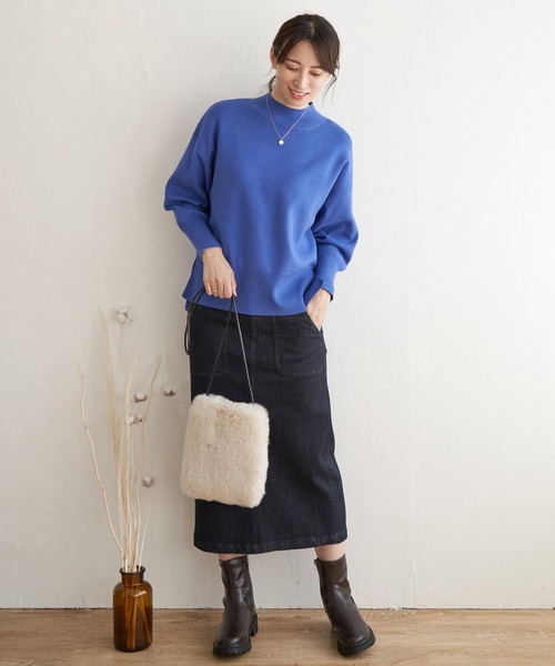 ikka(イッカ)の「【親子コーデ】クリーミーサイドスリットプルオーバー(ニット/セーター・レディース・ブラック/イエロー/グレー/オフホワイト/グリーン/ブルー・M/L/S)」の16枚目の写真