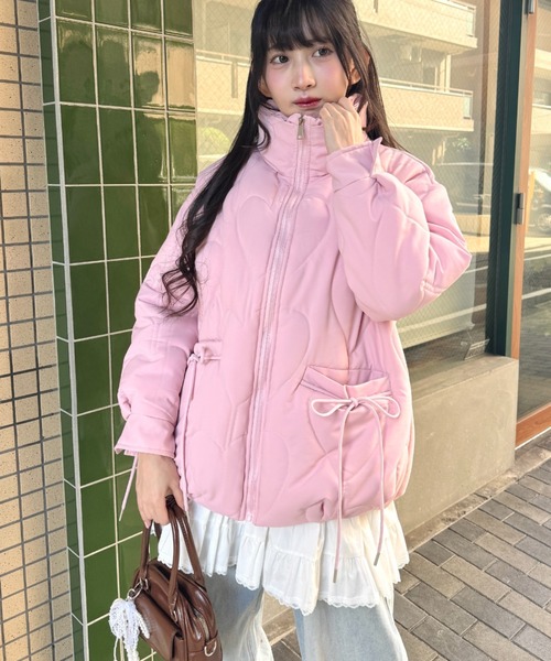 セール】ハートキルティングリボンオーバージャケット（ダウン