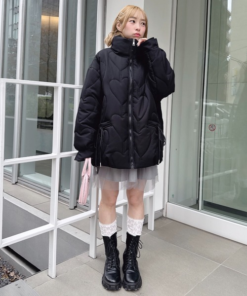 セール】ハートキルティングリボンオーバージャケット（ダウン