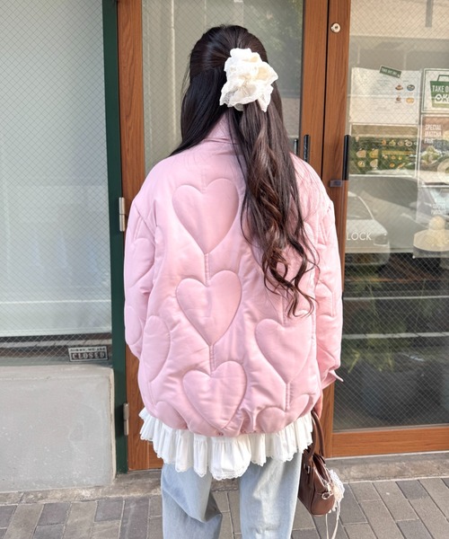 セール】ハートキルティングリボンオーバージャケット（ダウン