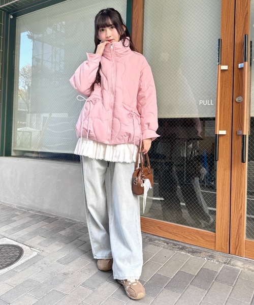 セール】ハートキルティングリボンオーバージャケット（ダウン