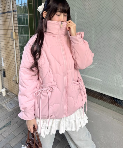 セール】ハートキルティングリボンオーバージャケット（ダウン