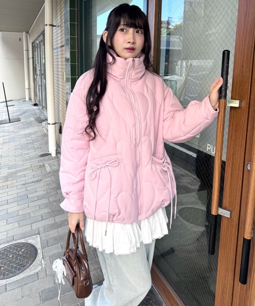 セール】ハートキルティングリボンオーバージャケット（ダウン