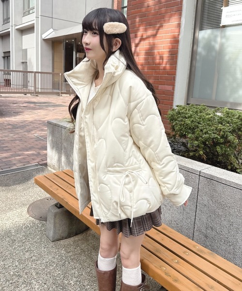 セール】ハートキルティングリボンオーバージャケット（ダウン