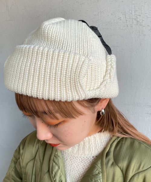 halo commodity（ハロ　コモディティー）の「[HALO COMMODITY/ハロ コモディティー] LIST FLIGHT ニットワッチキャップ（ハット・レディース・ブラック/アイボリー/ブラウン・F）」の7枚目の写真