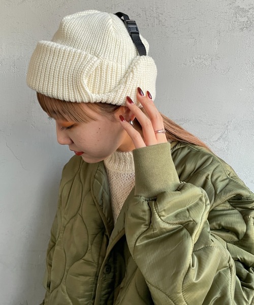 halo commodity（ハロ　コモディティー）の「[HALO COMMODITY/ハロ コモディティー] LIST FLIGHT ニットワッチキャップ（ハット・レディース・ブラック/アイボリー/ブラウン・F）」の4枚目の写真