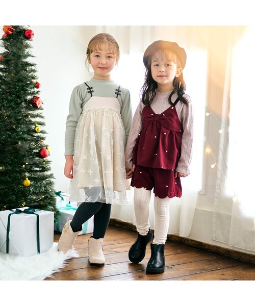 apres les cours(アプレレクール)の「【リンク】リボンチュールドッキングワンピース(ワンピース・キッズ・アイボリー/ピンク・90/130/120/140/110/80/100)」の7枚目の写真