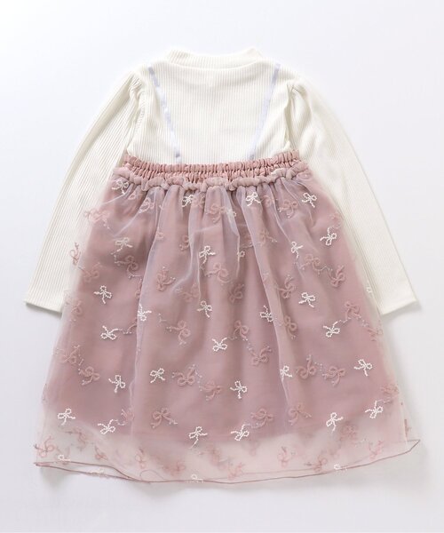 apres les cours(アプレレクール)の「【リンク】リボンチュールドッキングワンピース(ワンピース・キッズ・アイボリー/ピンク・90/130/120/140/110/80/100)」の14枚目の写真