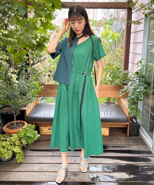 AVIE(アビィ)の「ワッシャーTeeセットデザインワンピース(ワンピース・レディース・グリーン/ブラック・38)」の3枚目の写真