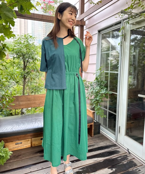 AVIE(アビィ)の「ワッシャーTeeセットデザインワンピース(ワンピース・レディース・グリーン/ブラック・38)」の4枚目の写真