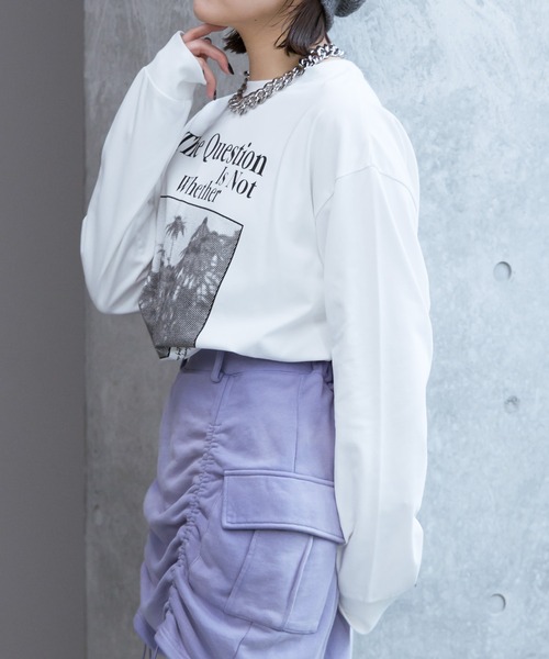 PAGEBOY(ページボーイ)の「フォトロゴロンT(Tシャツ/カットソー・レディース・オフホワイト/パープル系その他・FREE)」の6枚目の写真