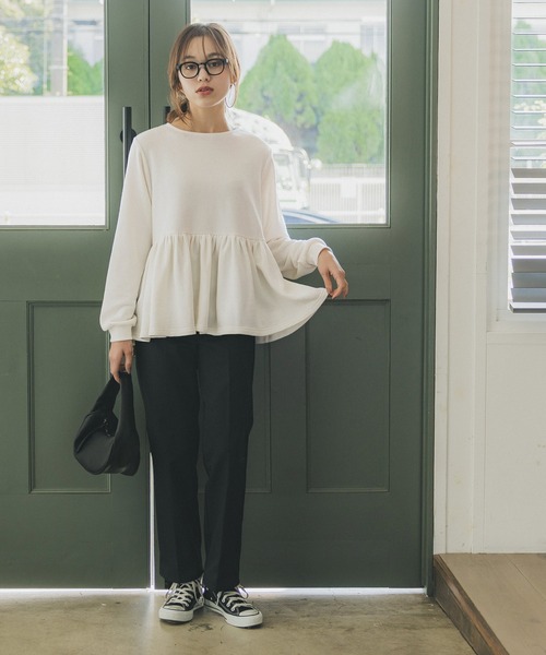 coca（coca）（コカ）の「スウェットギャザートップス（スウェット・レディース・アイボリー/グレー・M/L）」の3枚目の写真