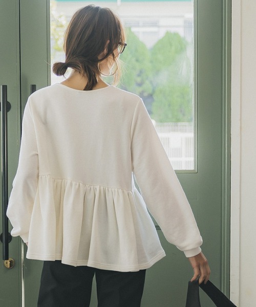 coca（coca）（コカ）の「スウェットギャザートップス（スウェット・レディース・アイボリー/グレー・M/L）」の6枚目の写真