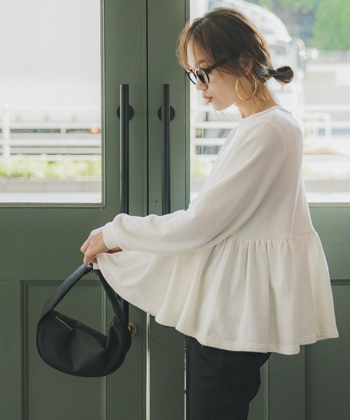 coca（coca）（コカ）の「スウェットギャザートップス（スウェット・レディース・アイボリー/グレー・M/L）」の4枚目の写真