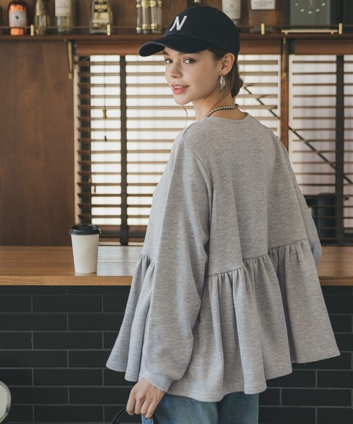 coca（coca）（コカ）の「スウェットギャザートップス（スウェット・レディース・アイボリー/グレー・M/L）」の9枚目の写真