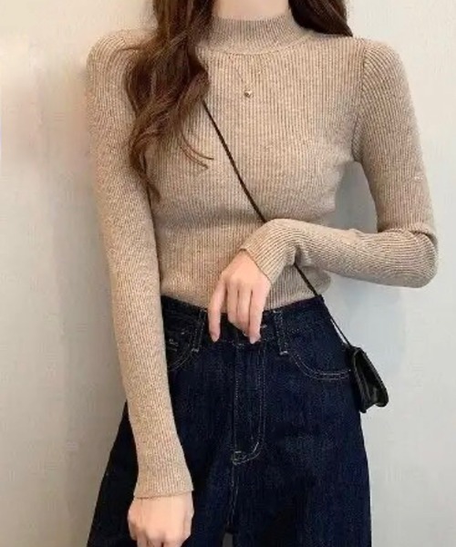 tone(トーン)の「urbanfemine./ハーフハイネックリブニット U7163(ニット/セーター・レディース・ホワイト/グレー/ベージュ/ブラック/ブラウン・FREE)」の10枚目の写真