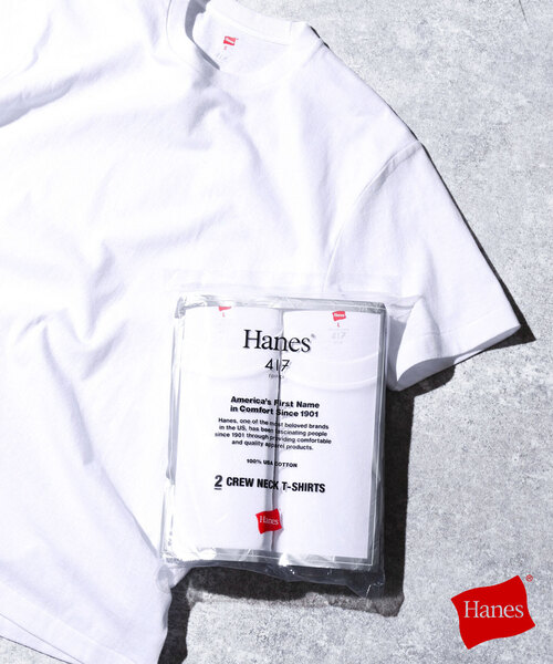 HANES（ヘインズ）の「”2枚セット”HANES (ヘインズ)417別注 2パックTシャツ HM1-Z703S（Tシャツ/カットソー・メンズ・ブラック/ホワイト・MEDIUM/LARGE/SMALL/X-LARGE）」の2枚目の写真