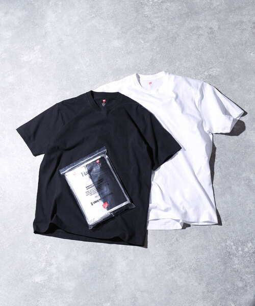HANES（ヘインズ）の「”2枚セット”HANES (ヘインズ)417別注 2パックTシャツ HM1-Z703S（Tシャツ/カットソー・メンズ・ブラック/ホワイト・MEDIUM/LARGE/SMALL/X-LARGE）」の9枚目の写真