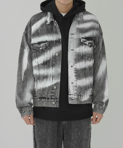 improves（インプローブス）の「スプレー加工 ジージャン（デニムジャケット・メンズ・ブラック/ホワイト系/ホワイト・LARGE/MEDIUM）」の10枚目の写真