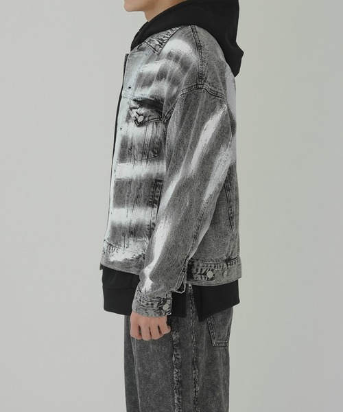 improves（インプローブス）の「スプレー加工 ジージャン（デニムジャケット・メンズ・ブラック/ホワイト系/ホワイト・LARGE/MEDIUM）」の11枚目の写真