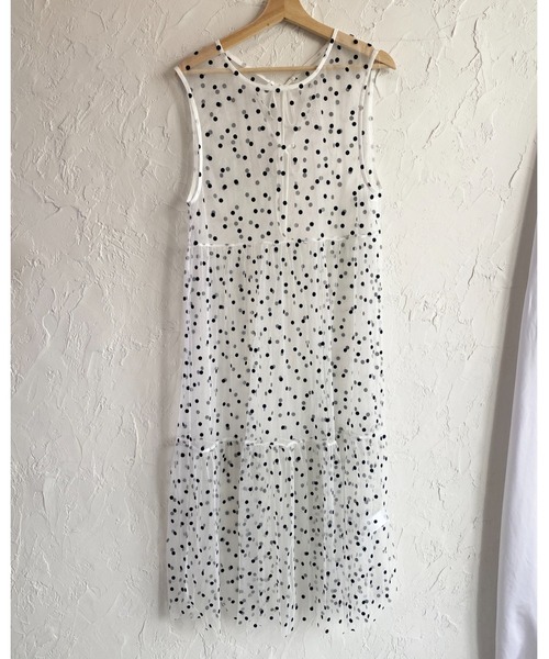 She's Closet(シーズクローゼット)の「フロッキードットチュールシアーレイヤードメッシュロングボリュームティアードワンピース(ワンピース・レディース・ブラック/ホワイト・FREE)」の22枚目の写真