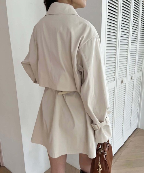 one after another NICE CLAUP（ワンアフターアナザーナイスクラップ）の「ショートにもなる/マルチWAYリボンコート（トレンチコート・レディース・アイボリー/サックスブルー/ブラック・FREE）」の6枚目の写真