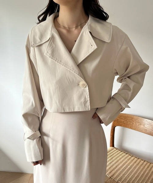 one after another NICE CLAUP（ワンアフターアナザーナイスクラップ）の「ショートにもなる/マルチWAYリボンコート（トレンチコート・レディース・アイボリー/サックスブルー/ブラック・FREE）」の7枚目の写真