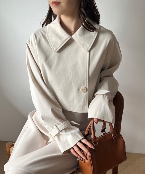 one after another NICE CLAUP（ワンアフターアナザーナイスクラップ）の「ショートにもなる/マルチWAYリボンコート（トレンチコート・レディース・アイボリー/サックスブルー/ブラック・FREE）」の9枚目の写真