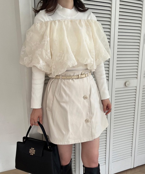 one after another NICE CLAUP（ワンアフターアナザーナイスクラップ）の「ショートにもなる/マルチWAYリボンコート（トレンチコート・レディース・アイボリー/サックスブルー/ブラック・FREE）」の12枚目の写真