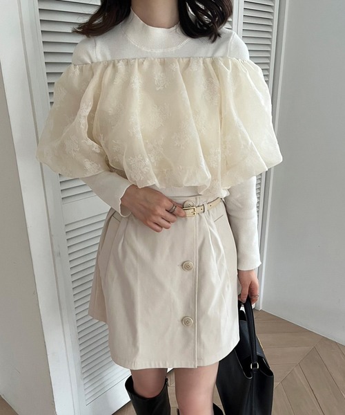 one after another NICE CLAUP（ワンアフターアナザーナイスクラップ）の「ショートにもなる/マルチWAYリボンコート（トレンチコート・レディース・アイボリー/サックスブルー/ブラック・FREE）」の13枚目の写真