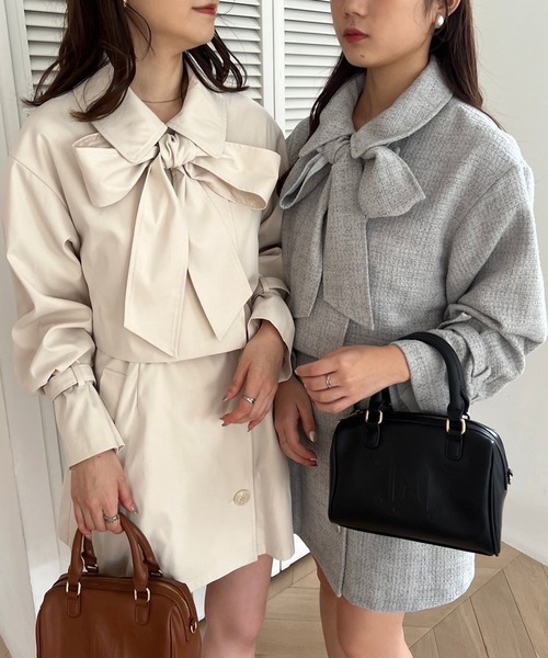 one after another NICE CLAUP（ワンアフターアナザーナイスクラップ）の「ショートにもなる/マルチWAYリボンコート（トレンチコート・レディース・アイボリー/サックスブルー/ブラック・FREE）」の15枚目の写真