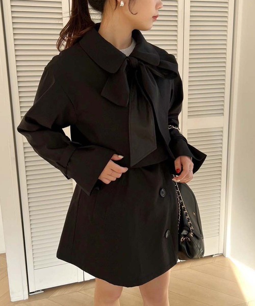 one after another NICE CLAUP（ワンアフターアナザーナイスクラップ）の「ショートにもなる/マルチWAYリボンコート（トレンチコート・レディース・アイボリー/サックスブルー/ブラック・FREE）」の18枚目の写真