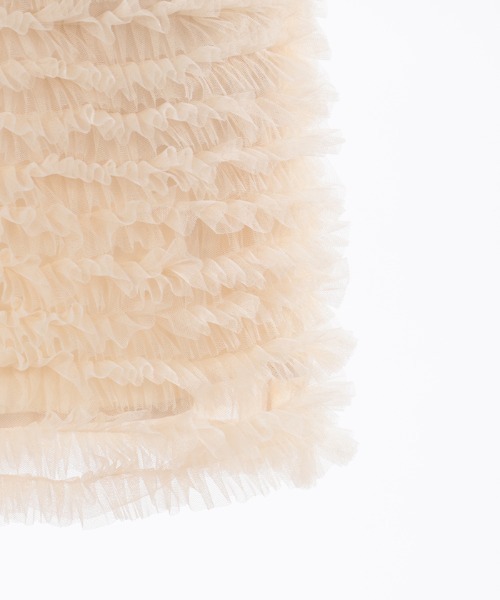 axes femme POETIQUE（アクシーズファムポエティック）の「チュールフリルミニスカート（スカート・レディース・ブラック/キナリ・MEDIUM）」の8枚目の写真