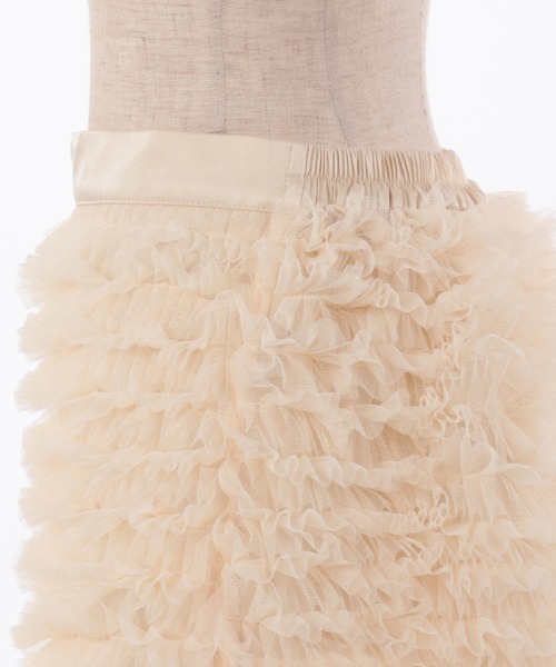 axes femme POETIQUE（アクシーズファムポエティック）の「チュールフリルミニスカート（スカート・レディース・ブラック/キナリ・MEDIUM）」の10枚目の写真