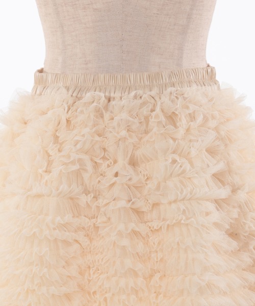 axes femme POETIQUE（アクシーズファムポエティック）の「チュールフリルミニスカート（スカート・レディース・ブラック/キナリ・MEDIUM）」の11枚目の写真