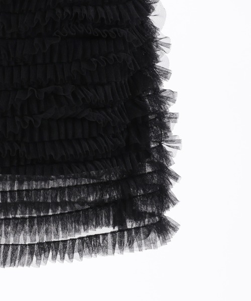 axes femme POETIQUE（アクシーズファムポエティック）の「チュールフリルミニスカート（スカート・レディース・ブラック/キナリ・MEDIUM）」の17枚目の写真