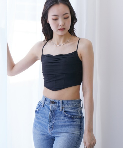 nissen（ニッセン）の「フロントプリーツカップ付きキャミソール（キャミソール・レディース・ブラック/グレー/ホワイト・M）」の10枚目の写真