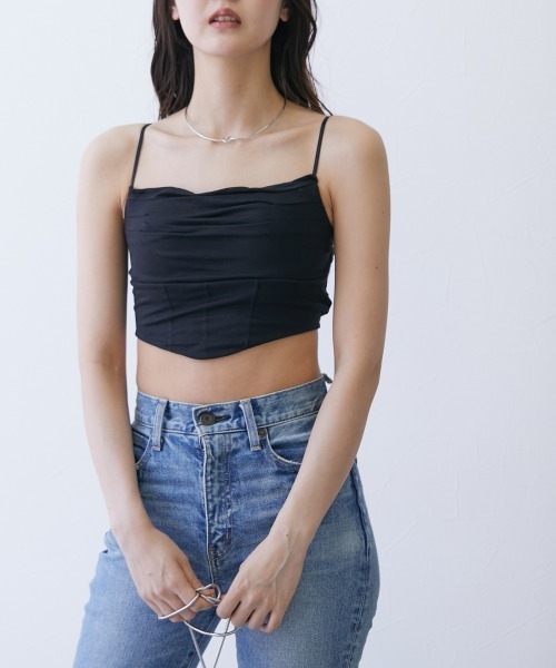 nissen（ニッセン）の「フロントプリーツカップ付きキャミソール（キャミソール・レディース・ブラック/グレー/ホワイト・M）」の9枚目の写真