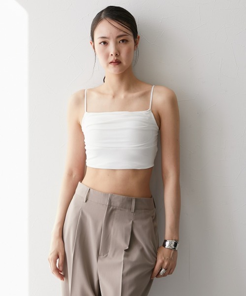 nissen（ニッセン）の「フロントプリーツカップ付きキャミソール（キャミソール・レディース・ブラック/グレー/ホワイト・M）」の4枚目の写真