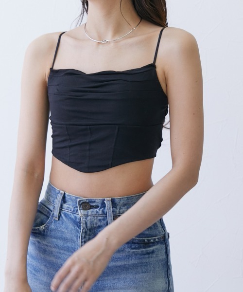 nissen（ニッセン）の「フロントプリーツカップ付きキャミソール（キャミソール・レディース・ブラック/グレー/ホワイト・M）」の11枚目の写真