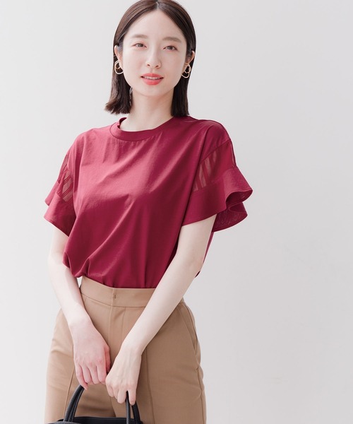 Andemiu（アンデミュウ）の「【WEB限定】ソデフハクカットソー111293（Tシャツ/カットソー・レディース・オレンジ/ネイビー/ホワイト/グレイッシュベージュ/ブラック/ブルー/ホワイト系その他/ライトグリーン/ピンク/ブルー系その他/ブルー系その他5/グリーン/レッド・ﾌﾘ-/FREE）」の12枚目の写真